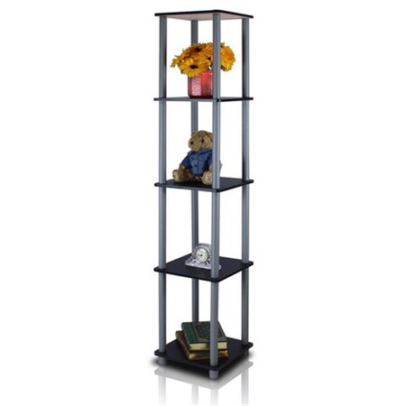 Highkey Turn-N-Tube 5-Tier Corner Square Rack Display Shelf; Black & Grey - 57.7 x 11.6 x 11.6 in. LR93513